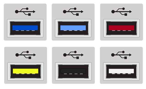 Colores-USB deistintos puertos