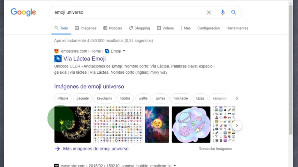 Busqueda de emoji en Google