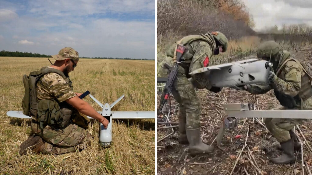 Dron utilizado por un soldado ucraniano en la guerra de Ucrania y Rusia