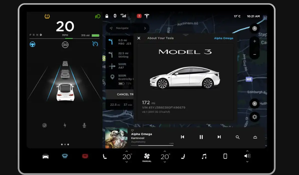 Pantalla del tesla model 3