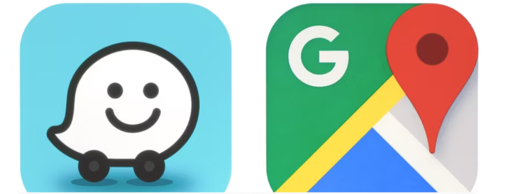 Información sobre transporte público y opciones de movilidad, Google Maps. Tiempo real sobre el tráfico y los peligros de carretera, Waze.