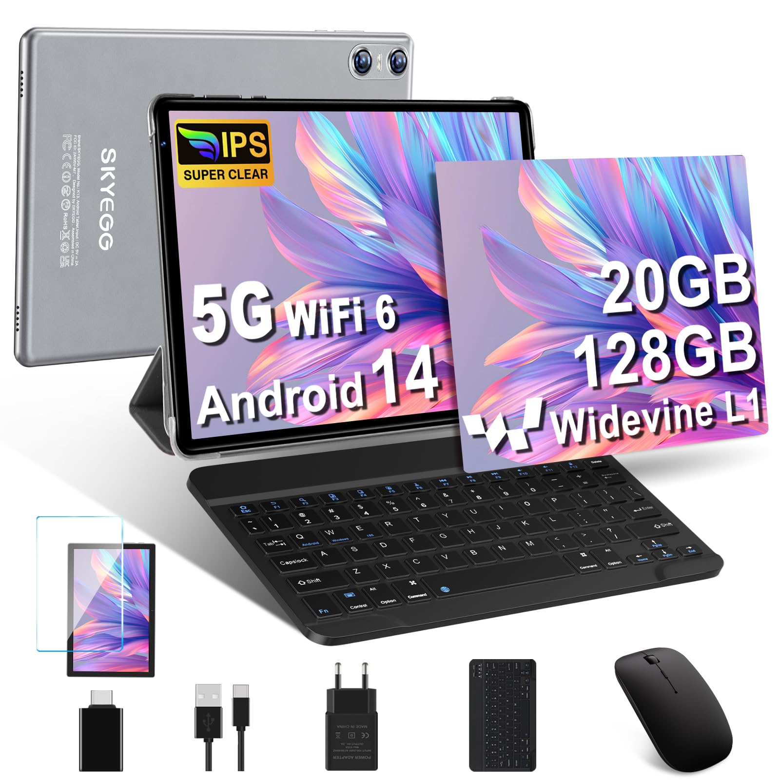 SKYEGG Tablet 10 Pulgadas Android 14 con 20 GB RAM