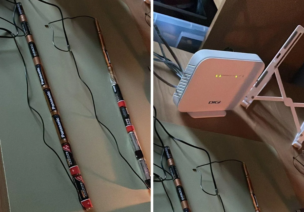 Este ingeniero se pasó el apagón: logró encender su router y conectarlo a Internet usando pilas